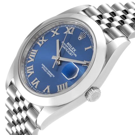 rolex datejust 41 blue dial roman numerals